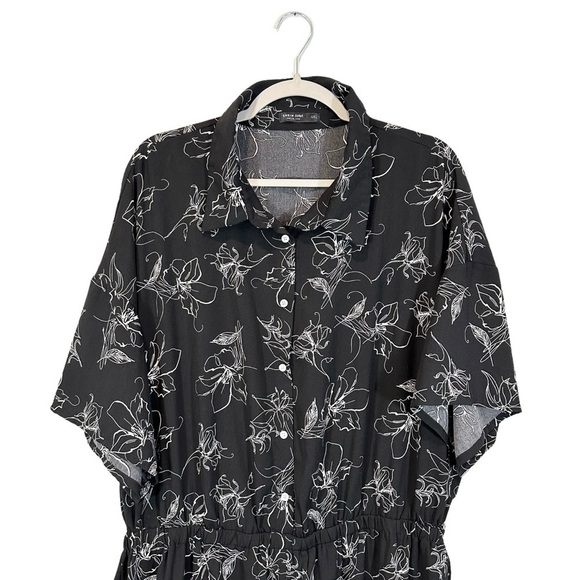 SHEIN Black Jumpsuit Button Front Allover Floral Print Size 4XL B33#43 - Picture 4 of 9